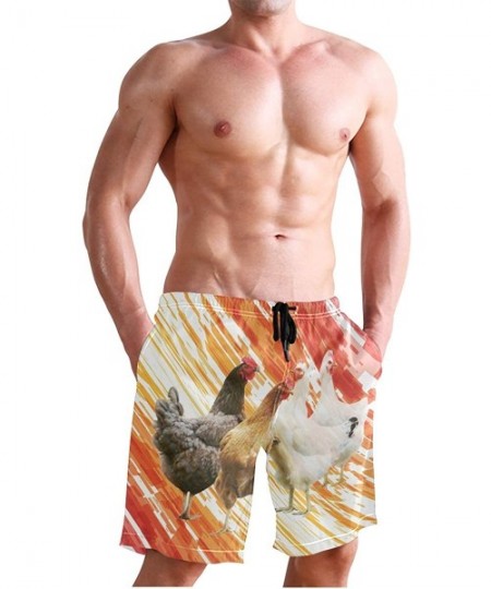 Board Shorts Men's Quick Dry Swim Trunks with Pockets Beach Board Shorts Bathing Suits - Chicken - C2195296667