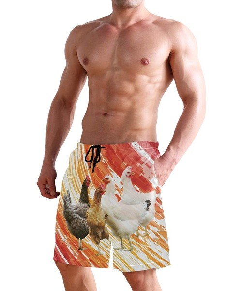 Board Shorts Men's Quick Dry Swim Trunks with Pockets Beach Board Shorts Bathing Suits - Chicken - C2195296667