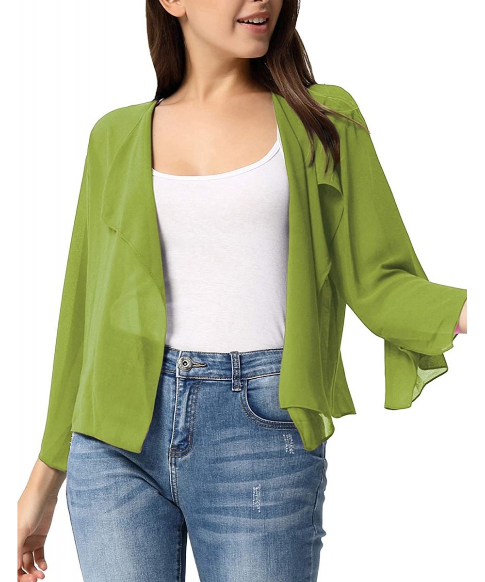 Cover-Ups Women Summer Cardigans Chiffon Loose Kimono Cardigan Capes Bolero Shrug S-XXL - Green - CX194LI2GHI