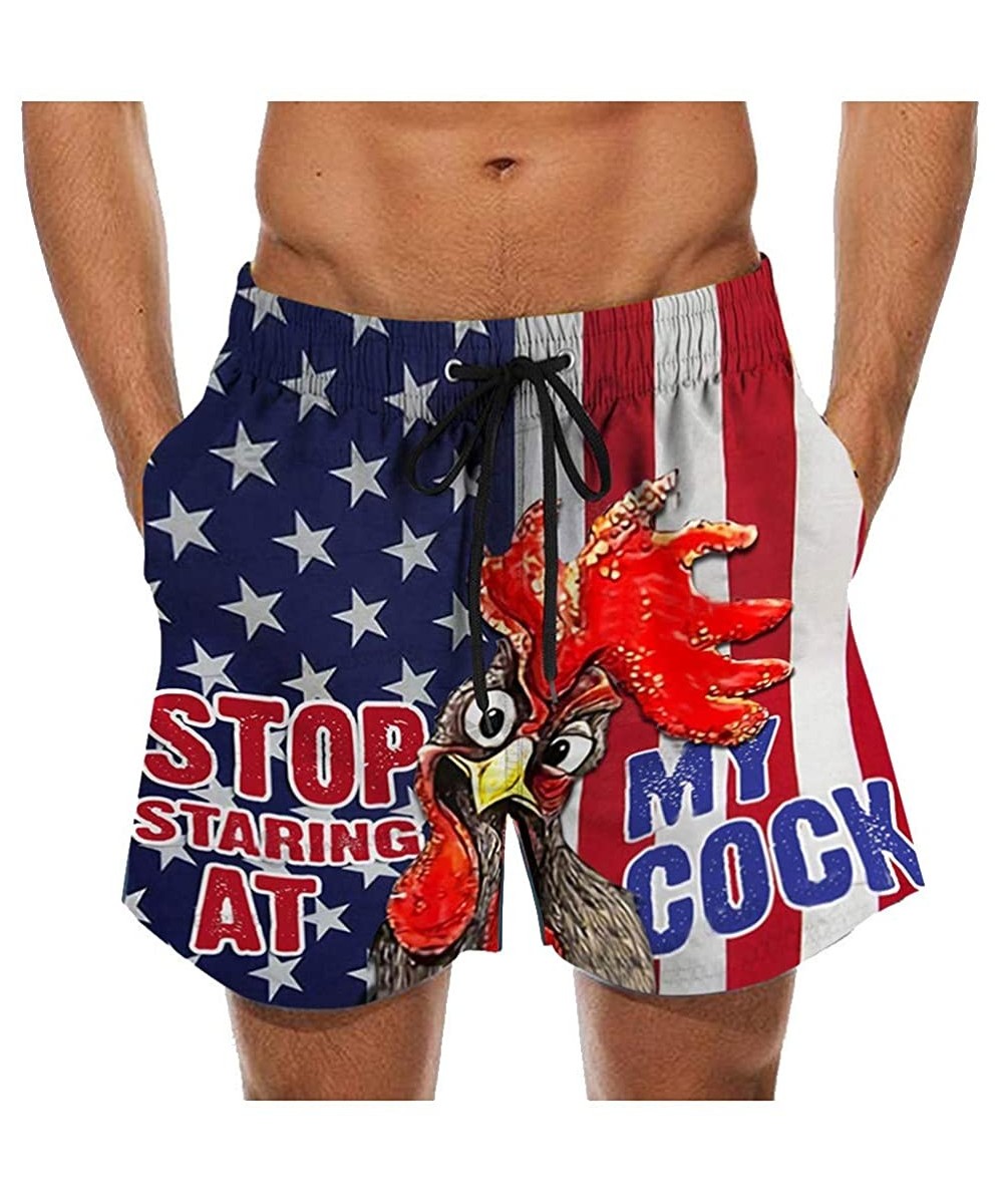 Trunks Men Boy Shorts Special Cock-Printed Beer Festival Beach Shorts Graphic Shorts Drawstring Elastic Waist Shorts - B - C8...