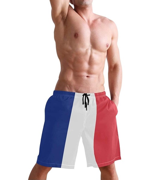 Trunks Egyptian Flag Men's Swim Trunks Beach Shorts with Pockets - Flag of France - CV18OAMZ3K2