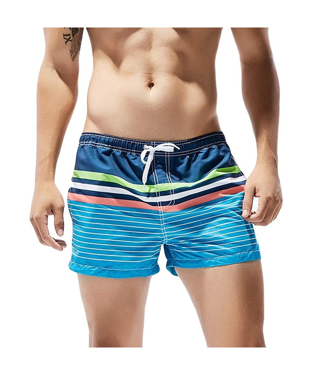 Racing Mens Fashion Floral Drawstring Swim Trunks Outdoor Elastic Waist Slim Fit Beach Shorts Quick Dry Bathing Suits - Blue ...