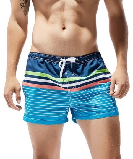 Racing Mens Fashion Floral Drawstring Swim Trunks Outdoor Elastic Waist Slim Fit Beach Shorts Quick Dry Bathing Suits - Blue ...