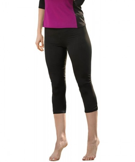 Bottoms Women's Swim Leggings Athletic Capris- UV Protection Cover Up- Plus - Black - CQ12EZQKPXN