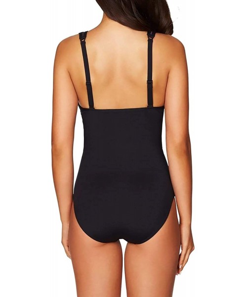 One-Pieces Women One Piece Plunge Monokini V Neck Hollow Out Swimsuit - Black - CP196DEXNDD