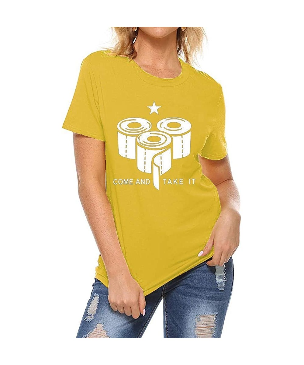 Rash Guards Womens Letter Print Tunic Tops Summer Short Sleeve Round Neck T Shirt Basic Daily Baseball Tees - Yellow_2 - CG19...