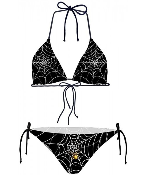 Racing Animals Pattern Women's Bikini Swimwear Top and Side Tie Sexy Swimsuits - Spider Pattern - CC18O4R349Y