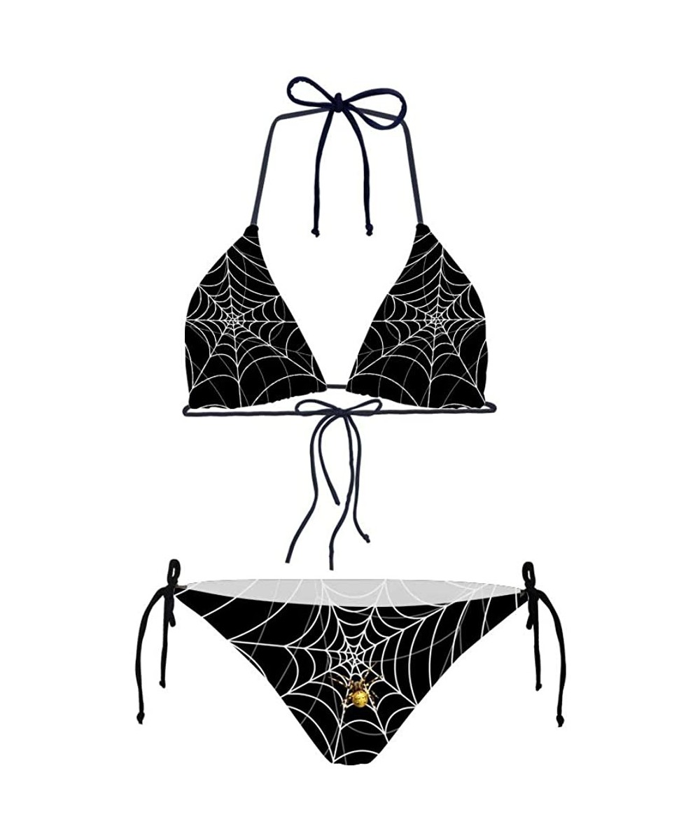 Racing Animals Pattern Women's Bikini Swimwear Top and Side Tie Sexy Swimsuits - Spider Pattern - CC18O4R349Y