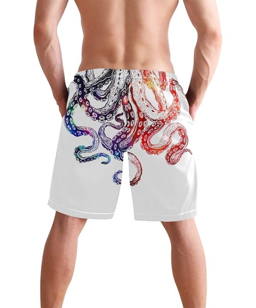 Racing Men's Swim Trunks Hedgehog Cactus Quick Dry Beach Board Shorts with Pockets - Octopus - CZ18QOR7R32