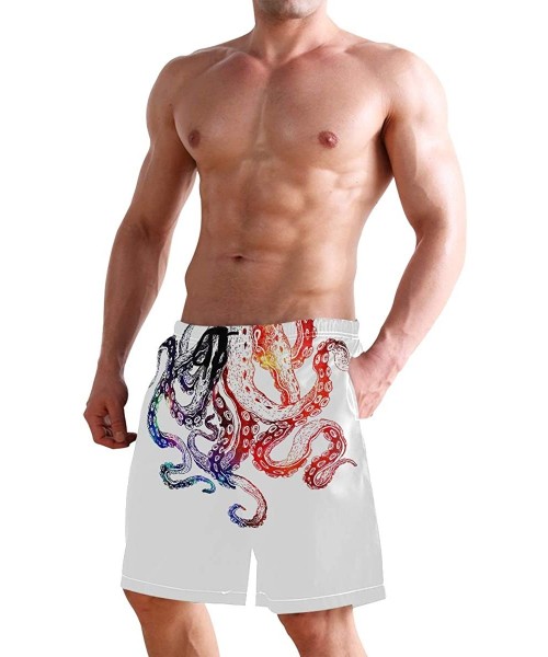 Racing Men's Swim Trunks Hedgehog Cactus Quick Dry Beach Board Shorts with Pockets - Octopus - CZ18QOR7R32