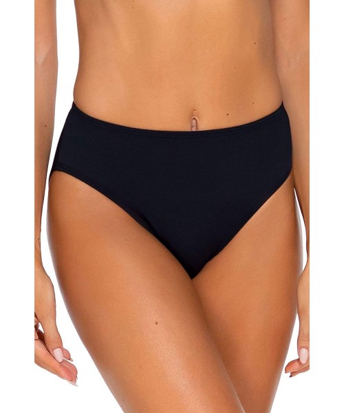 Bottoms Women's Basic Mid Rise Bikini Bottom Swimsuit - Black - CK18A55NRNA