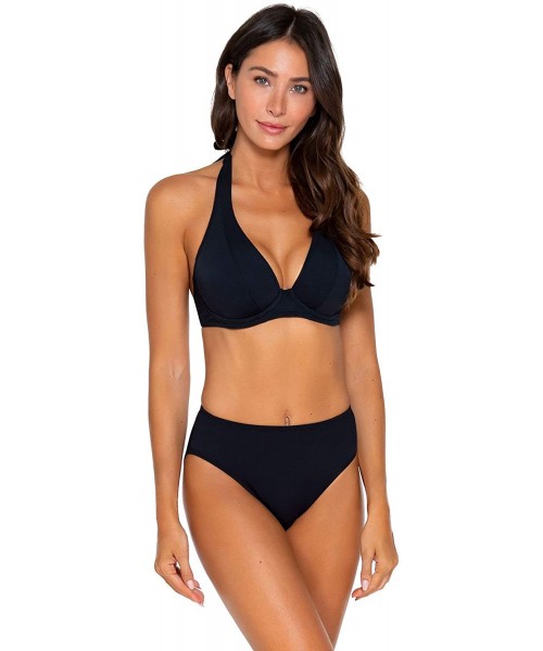 Bottoms Women's Basic Mid Rise Bikini Bottom Swimsuit - Black - CK18A55NRNA