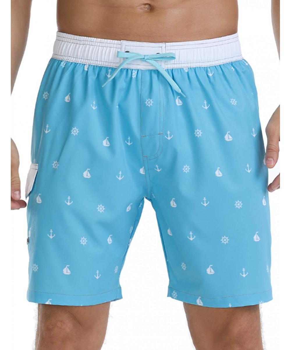 Trunks Men's Quick Dry Soft Relaxed Fit Drawstring Swim Trunks - 325-light Blue - CD194OAO9NR