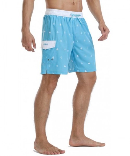 Trunks Men's Quick Dry Soft Relaxed Fit Drawstring Swim Trunks - 325-light Blue - CD194OAO9NR