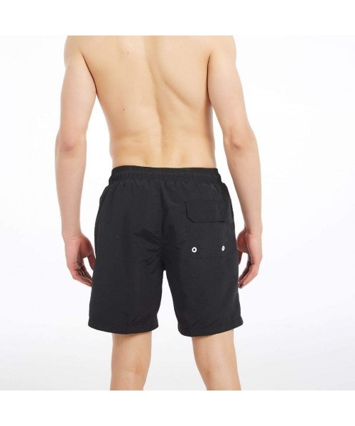 Board Shorts Mens Swim Trunks- Quick Dry Mens Boardshorts- 7 Inches Inseam Mens Bathing Suits with Mesh Lining - Striped Blac...