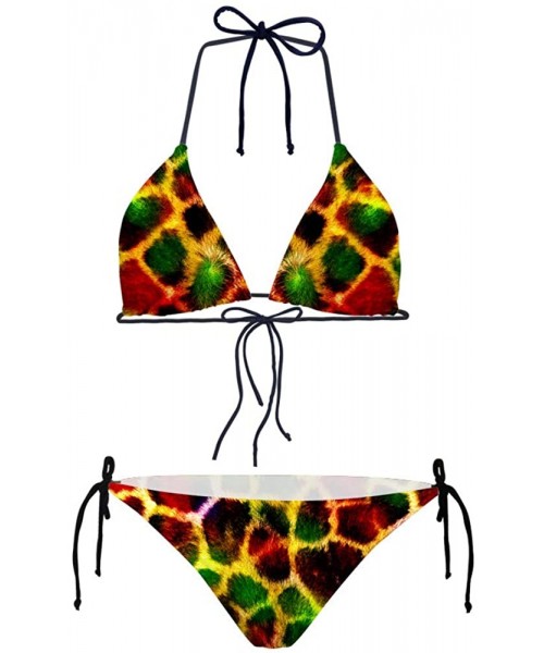 Sets Womens Sexy Triangle Halter Bikini Set Two Piece with Tie Side Bottom Swimwear - Leopard-2 - CZ18QHO0H3T