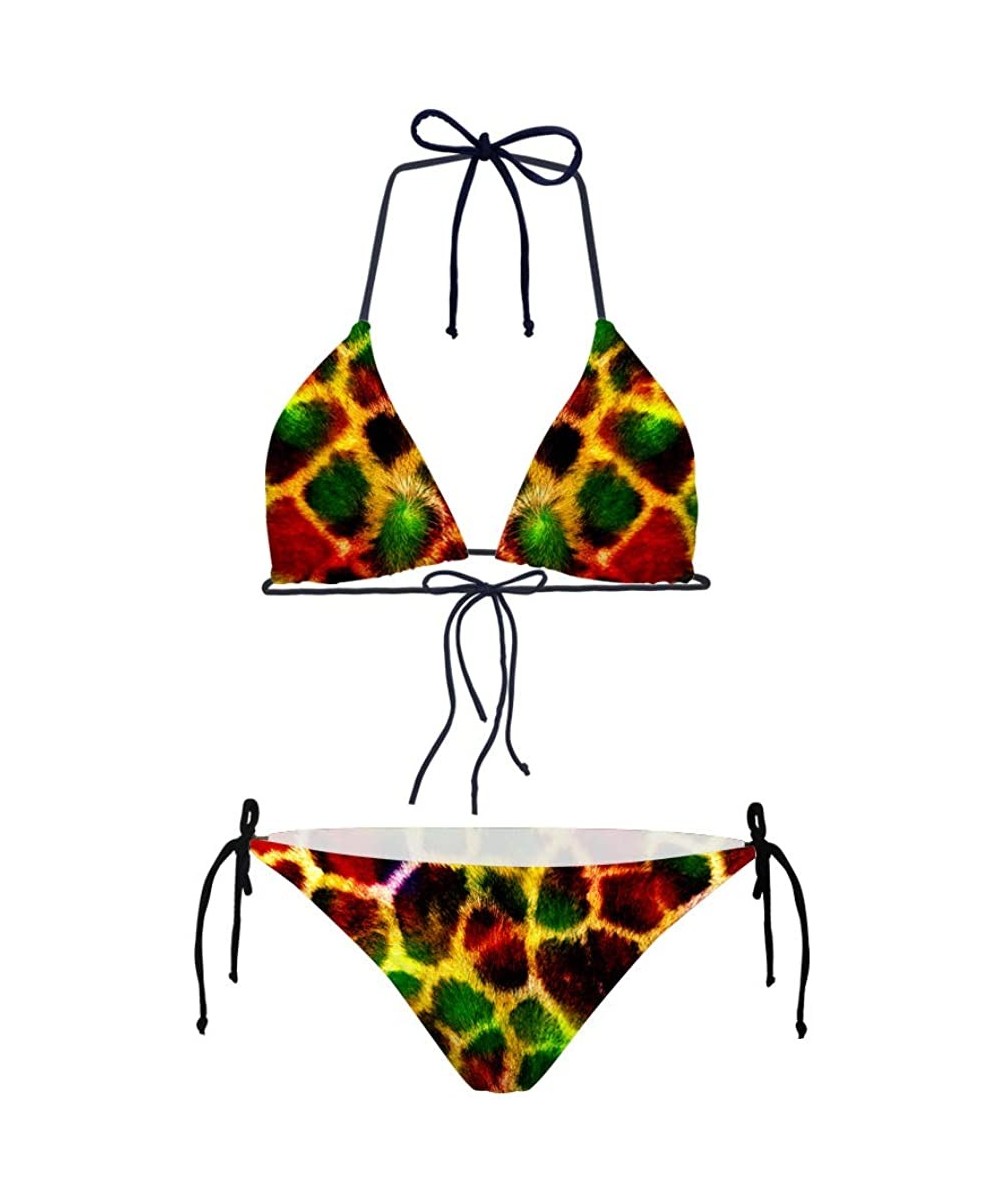 Sets Womens Sexy Triangle Halter Bikini Set Two Piece with Tie Side Bottom Swimwear - Leopard-2 - CZ18QHO0H3T