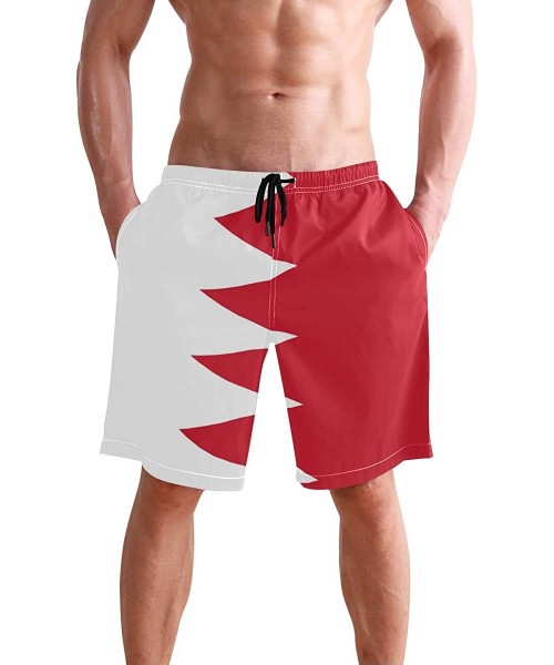 Board Shorts Men's Swim Trunks Waving Transgender Pride Flag Quick Dry Beach Board Shorts with Pockets - Bahrain Flag - C318Q...