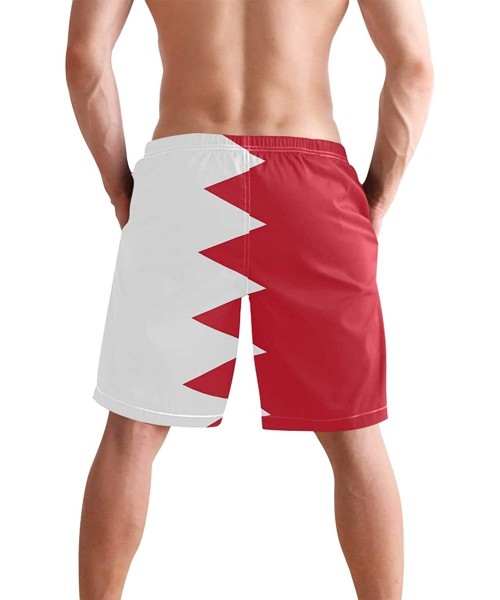 Board Shorts Men's Swim Trunks Waving Transgender Pride Flag Quick Dry Beach Board Shorts with Pockets - Bahrain Flag - C318Q...