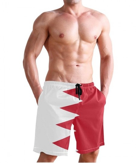 Board Shorts Men's Swim Trunks Waving Transgender Pride Flag Quick Dry Beach Board Shorts with Pockets - Bahrain Flag - C318Q...