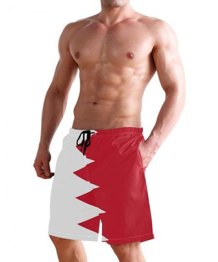 Board Shorts Men's Swim Trunks Waving Transgender Pride Flag Quick Dry Beach Board Shorts with Pockets - Bahrain Flag - C318Q...