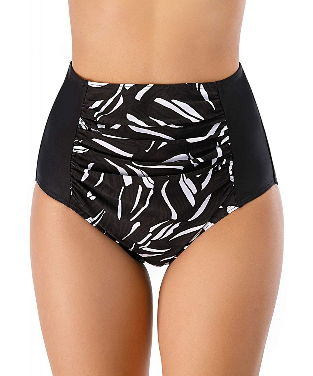 Bottoms Women's Swim Bottoms Full Coverage Ruched Hipster Bikini Bottoms Tankini Swimsuit Briefs Shorts Print-1 XXL - CQ19C8O...