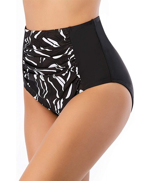 Bottoms Women's Swim Bottoms Full Coverage Ruched Hipster Bikini Bottoms Tankini Swimsuit Briefs Shorts Print-1 XXL - CQ19C8O...