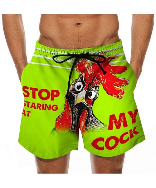 Board Shorts Men's Funny Swim Trunks Quick Dry Beach Shorts with Pockets - Stop Staring at My Cock - 20 - CF19DHR0HOD