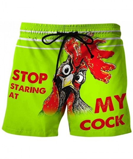 Board Shorts Men's Funny Swim Trunks Quick Dry Beach Shorts with Pockets - Stop Staring at My Cock - 20 - CF19DHR0HOD