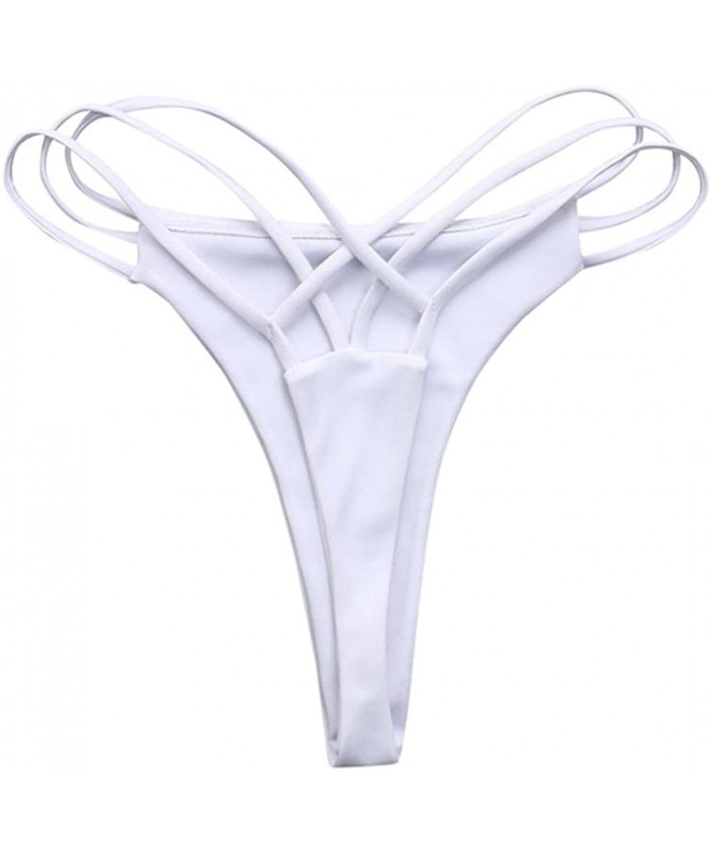 Tankinis Women Sexy Bottoms Cheeky Thong V Swim Trunks Swimsuit Bikini Swimwear - White - C818C5069Q5