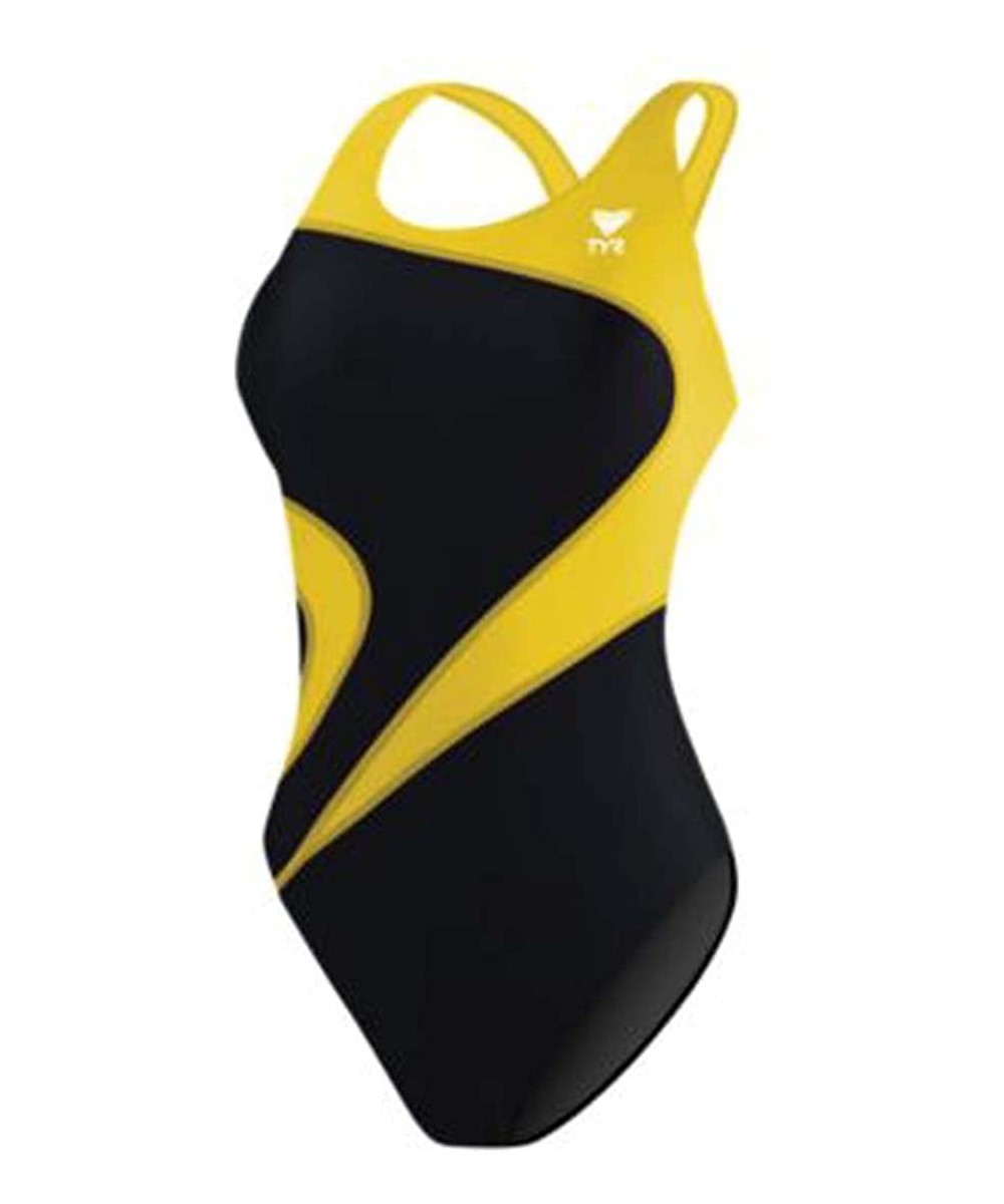 Racing Adult Alliance T-Splice Maxback Swimsuit - Black/Gold - CG111CVHC7H