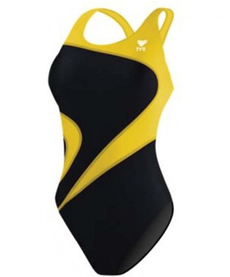 Racing Adult Alliance T-Splice Maxback Swimsuit - Black/Gold - CG111CVHC7H