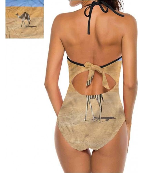 One-Pieces Women's Strappy Swimwear Princess Portrait Frame Great for Pool Party - Multi 29 - CG19C27NWSL