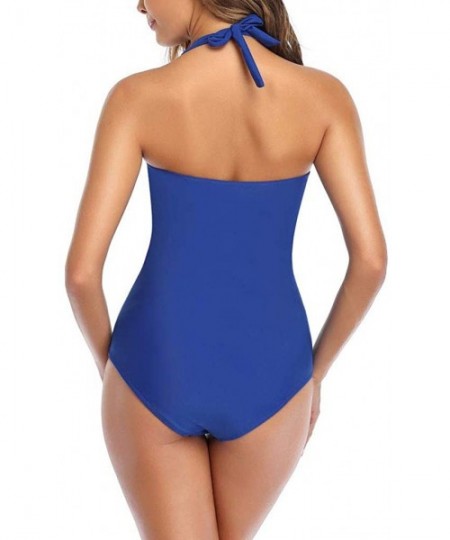 Racing Women's Athletic Training Adjustable Strap One Piece Swimsuit Swimwear Bathing Suit Blue - CV196GUZ3G4