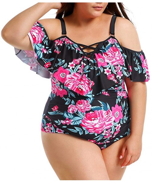 One-Pieces 2019 Women's Swiming Suit One Piece Swimsuit Plus Size Push Up Monokini Bikini Swimwear Bathing Suit - 3-red - CQ1...