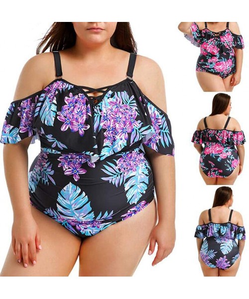 One-Pieces 2019 Women's Swiming Suit One Piece Swimsuit Plus Size Push Up Monokini Bikini Swimwear Bathing Suit - 3-red - CQ1...