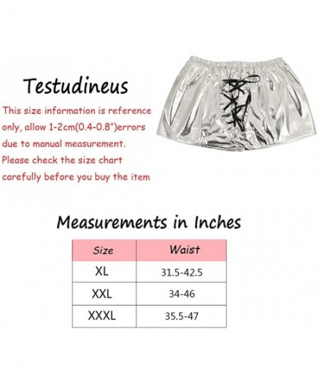 Briefs Men's Liquid Metallic Boxer Shorts Drawstring Underwear Briefs Swimsuit Trunks Underpants Swimwear - Silver B - CI18U5...