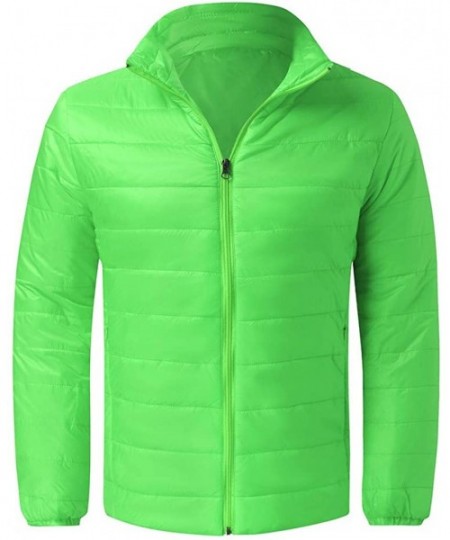 Rash Guards Mens Winter Quilted Insulated Zipper Thickened Warm Down Jacket Puffer with Thermal Light Coat - Green - CE193M3TTRO