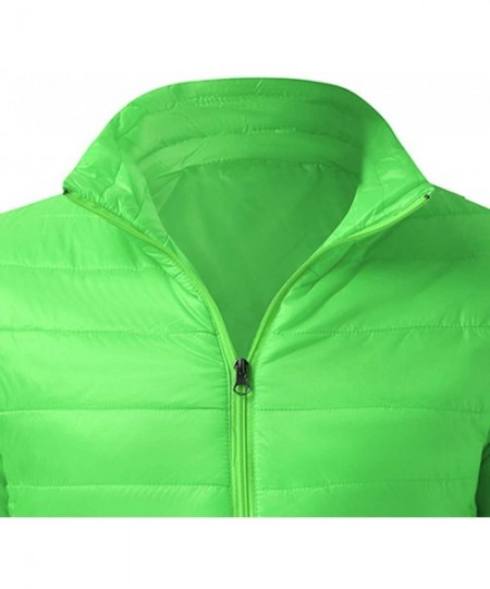 Rash Guards Mens Winter Quilted Insulated Zipper Thickened Warm Down Jacket Puffer with Thermal Light Coat - Green - CE193M3TTRO