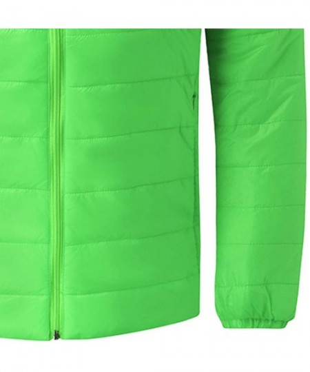 Rash Guards Mens Winter Quilted Insulated Zipper Thickened Warm Down Jacket Puffer with Thermal Light Coat - Green - CE193M3TTRO