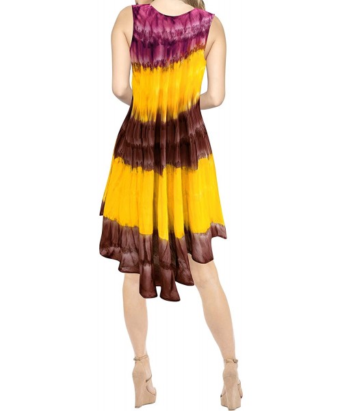 Cover-Ups Women Summer Casual Swing T-Shirt Dresses Beach Cover up Hand Tie Dye A - Maroon_t220 - C6124MHK7V5