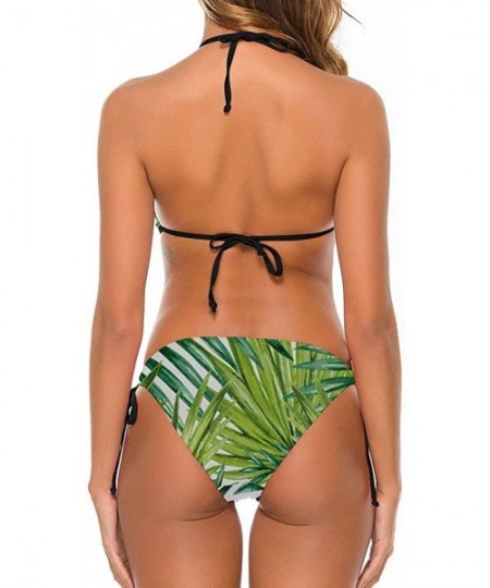 Sets Women's Fashion Elegant Inspired Swimsuit Bikini Set Beach Holiday - Watercolor Tropical Palm Leaves Colorful Illustrati...