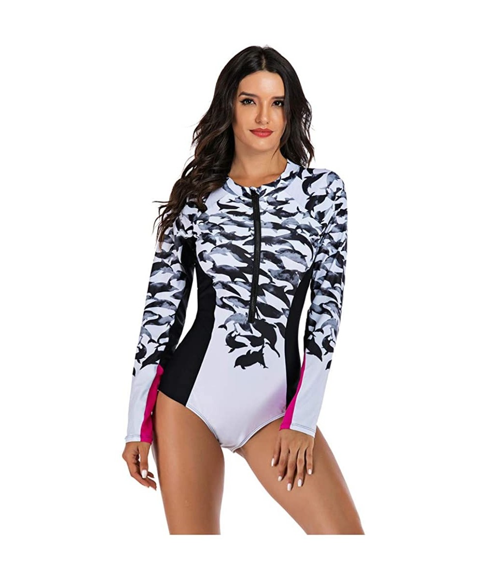 Racing Shark Women Wetsuit Neoprene Swimsuit Long Sleeve Warm UV Sun Protection One Piece Swimsuit for Sub Diving Surfing Sno...