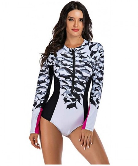 Racing Shark Women Wetsuit Neoprene Swimsuit Long Sleeve Warm UV Sun Protection One Piece Swimsuit for Sub Diving Surfing Sno...