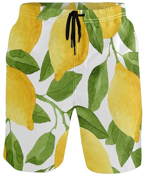 Briefs Men's Swim Trunks Realistic Lemon with Leaves Boxer Briefs Trunks Underwear Shorts Swimming Beach Surfing Board Shorts...