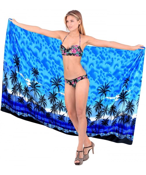 Cover-Ups Women's Pareo Canga Sarong Skirt Swimwear Scarf Cover Up Full Long - Blue_g922 - CA12MYUHX93