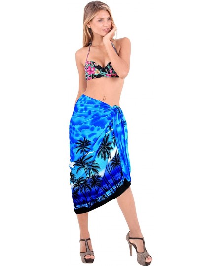 Cover-Ups Women's Pareo Canga Sarong Skirt Swimwear Scarf Cover Up Full Long - Blue_g922 - CA12MYUHX93