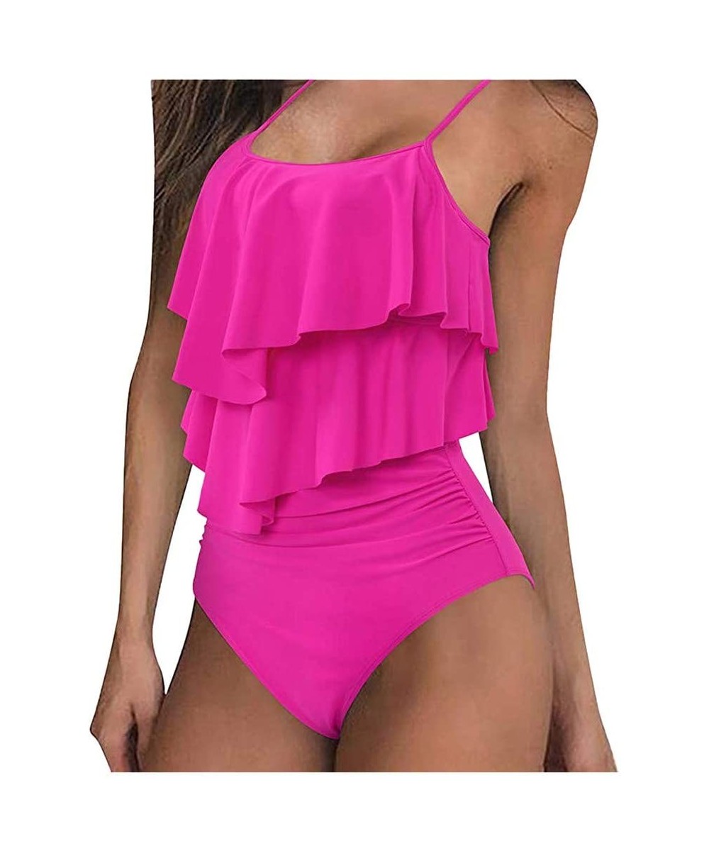 Bottoms Tankini Swimsuits for Women - Two Piece Flounce Camisole Bikini Tops High Waisted Tummy Control Bottom Bathing Suit -...