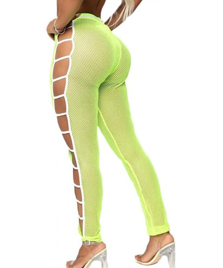 Cover-Ups Women's Perspective Sheer Mesh Long Pants Swimsuit Bikini Bottom Cover up - E Green - C918U24E5ZO