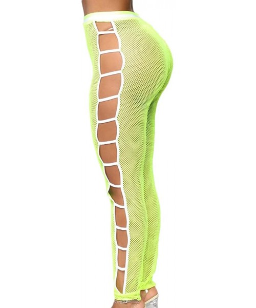 Cover-Ups Women's Perspective Sheer Mesh Long Pants Swimsuit Bikini Bottom Cover up - E Green - C918U24E5ZO